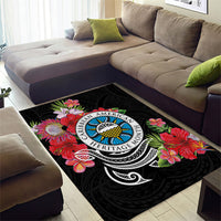 Caribbean American Heritage Month Area Rug Tropical Hibiscus Flower Tribal Tattoo