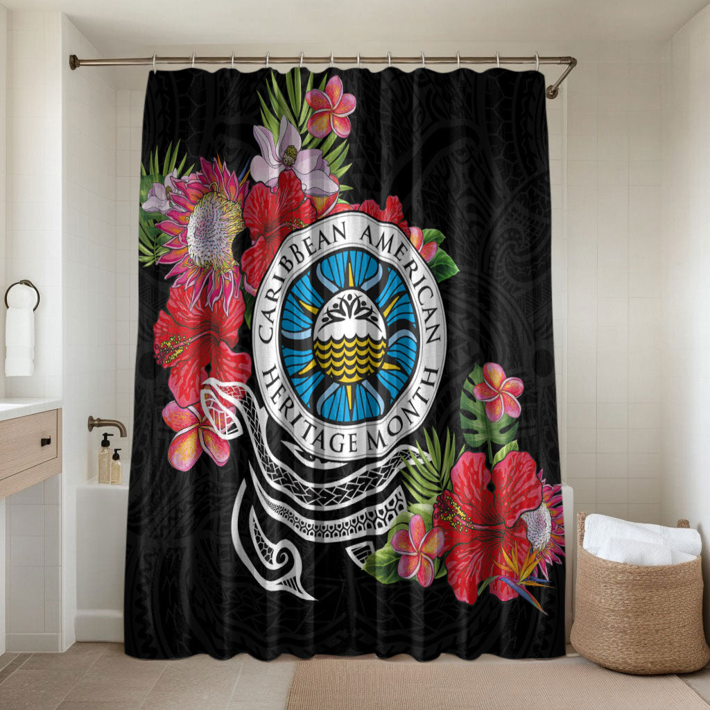 Caribbean American Heritage Month Bathroom Set Tropical Hibiscus Flower Tribal Tattoo