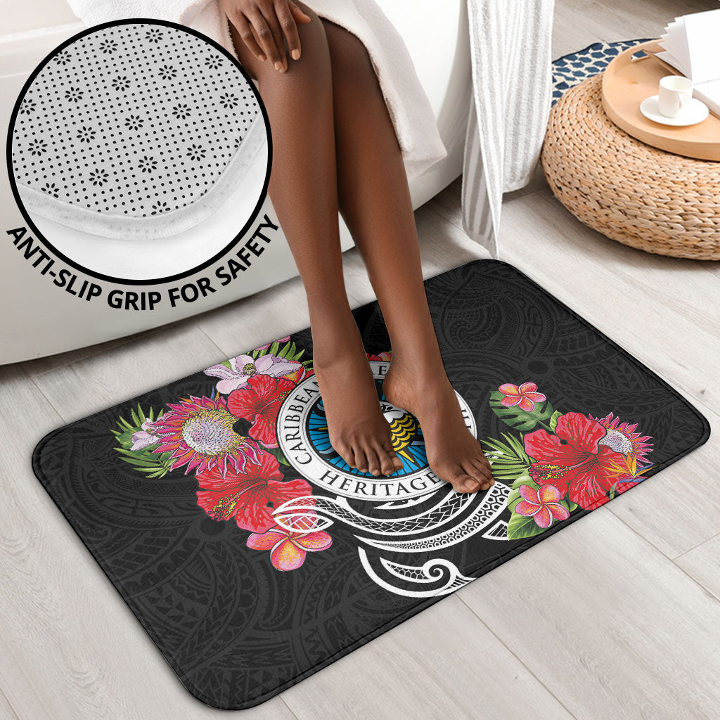 Caribbean American Heritage Month Bathroom Set Tropical Hibiscus Flower Tribal Tattoo