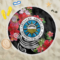 Caribbean American Heritage Month Beach Blanket Tropical Hibiscus Flower Tribal Tattoo