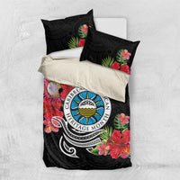 Caribbean American Heritage Month Bedding Set Tropical Hibiscus Flower Tribal Tattoo