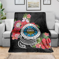 Caribbean American Heritage Month Blanket Tropical Hibiscus Flower Tribal Tattoo