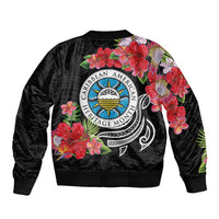 Caribbean American Heritage Month Bomber Jacket Tropical Hibiscus Flower Tribal Tattoo