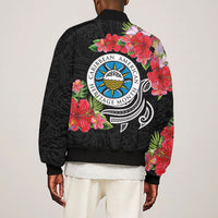 Caribbean American Heritage Month Bomber Jacket Tropical Hibiscus Flower Tribal Tattoo