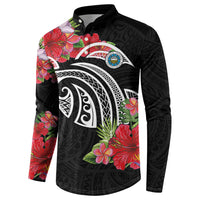 Caribbean American Heritage Month Button Sweatshirt Tropical Hibiscus Flower Tribal Tattoo