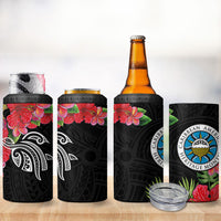 Caribbean American Heritage Month 4 in 1 Can Cooler Tumbler Tropical Hibiscus Flower Tribal Tattoo