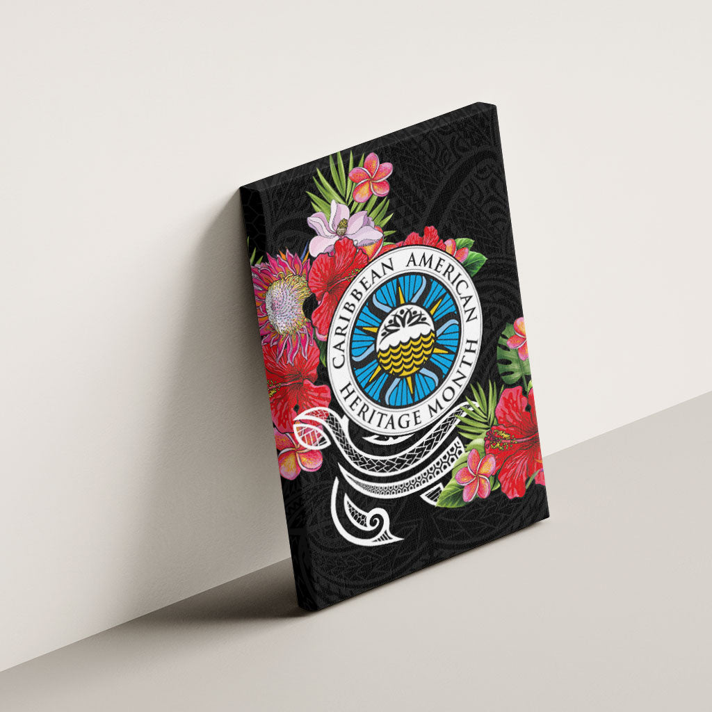 Caribbean American Heritage Month Canvas Wall Art Tropical Hibiscus Flower Tribal Tattoo