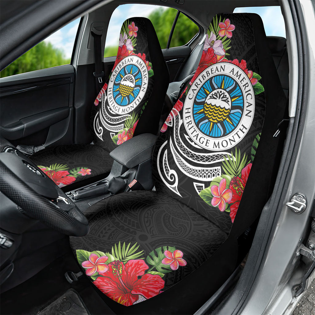 Caribbean American Heritage Month Car Seat Cover Tropical Hibiscus Flower Tribal Tattoo
