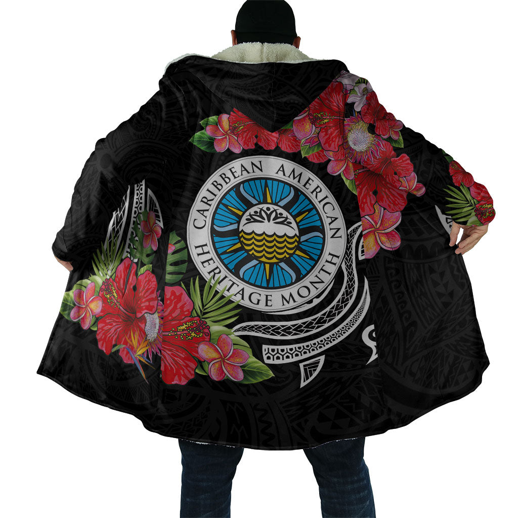 Caribbean American Heritage Month Cloak Tropical Hibiscus Flower Tribal Tattoo