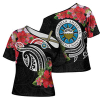Caribbean American Heritage Month Cross Shoulder Shirt Tropical Hibiscus Flower Tribal Tattoo