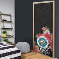 Caribbean American Heritage Month Door Cover Tropical Hibiscus Flower Tribal Tattoo