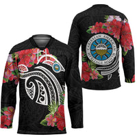 Caribbean American Heritage Month Hockey Jersey Tropical Hibiscus Flower Tribal Tattoo