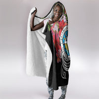 Caribbean American Heritage Month Hooded Blanket Tropical Hibiscus Flower Tribal Tattoo
