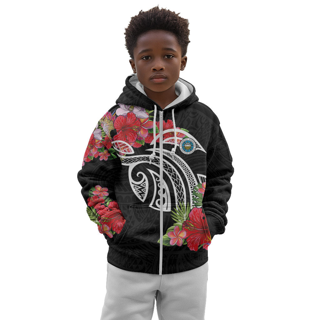Caribbean American Heritage Month Kid Hoodie Tropical Hibiscus Flower Tribal Tattoo