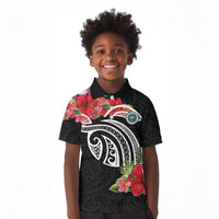Caribbean American Heritage Month Kid Polo Shirt Tropical Hibiscus Flower Tribal Tattoo