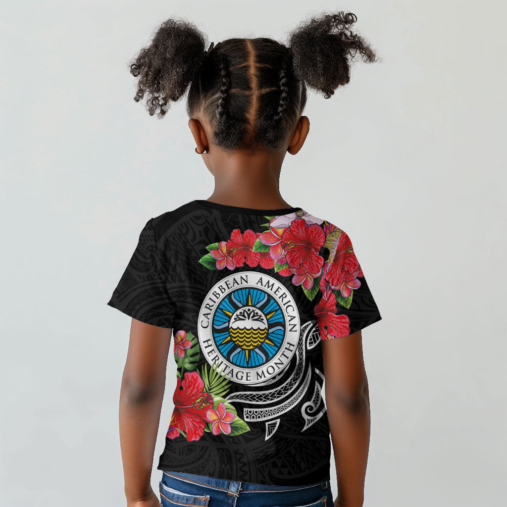 Caribbean American Heritage Month Kid T shirt Tropical Hibiscus Flower Tribal Tattoo