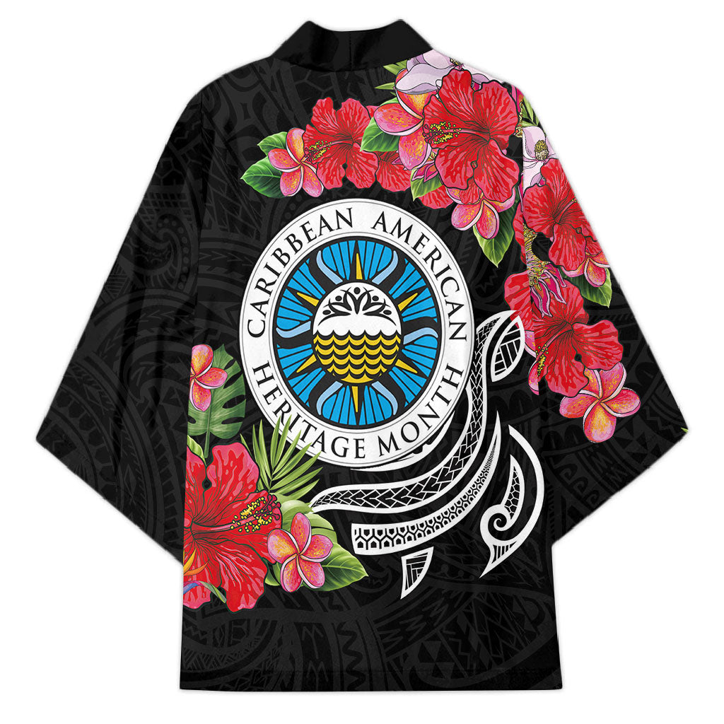Caribbean American Heritage Month Kimono Tropical Hibiscus Flower Tribal Tattoo