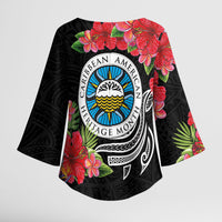 Caribbean American Heritage Month Kimono Sleeve Blouse Tropical Hibiscus Flower Tribal Tattoo