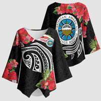 Caribbean American Heritage Month Kimono Sleeve Blouse Tropical Hibiscus Flower Tribal Tattoo