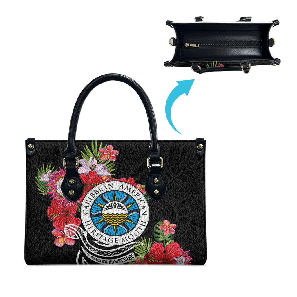Caribbean American Heritage Month Leather Bag Tropical Hibiscus Flower Tribal Tattoo