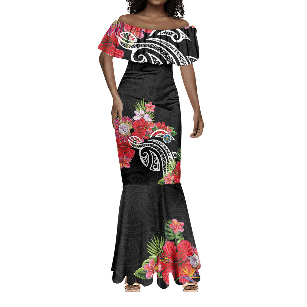 Caribbean American Heritage Month Mermaid Dress Tropical Hibiscus Flower Tribal Tattoo