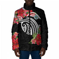 Caribbean American Heritage Month Padded Jacket Tropical Hibiscus Flower Tribal Tattoo