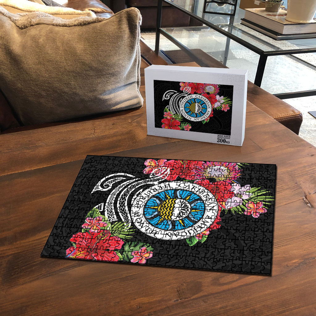 Caribbean American Heritage Month Puzzle Tropical Hibiscus Flower Tribal Tattoo
