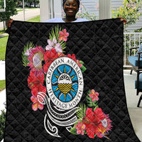 Caribbean American Heritage Month Quilt Tropical Hibiscus Flower Tribal Tattoo