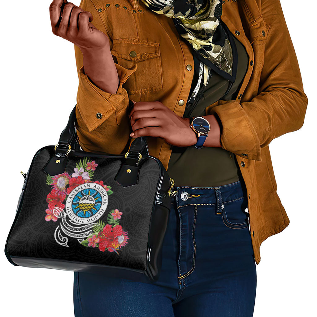 Caribbean American Heritage Month Shoulder Handbag Tropical Hibiscus Flower Tribal Tattoo