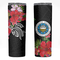 Caribbean American Heritage Month Skinny Tumbler Tropical Hibiscus Flower Tribal Tattoo