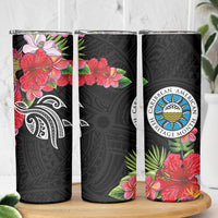 Caribbean American Heritage Month Skinny Tumbler Tropical Hibiscus Flower Tribal Tattoo