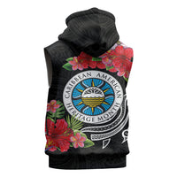 Caribbean American Heritage Month Sleeveless Hoodie Tropical Hibiscus Flower Tribal Tattoo