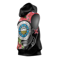 Caribbean American Heritage Month Sleeveless Hoodie Tropical Hibiscus Flower Tribal Tattoo