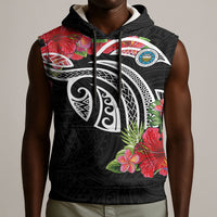 Caribbean American Heritage Month Sleeveless Hoodie Tropical Hibiscus Flower Tribal Tattoo