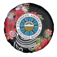 Caribbean American Heritage Month Spare Tire Cover Tropical Hibiscus Flower Tribal Tattoo