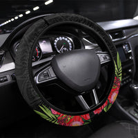Caribbean American Heritage Month Steering Wheel Cover Tropical Hibiscus Flower Tribal Tattoo
