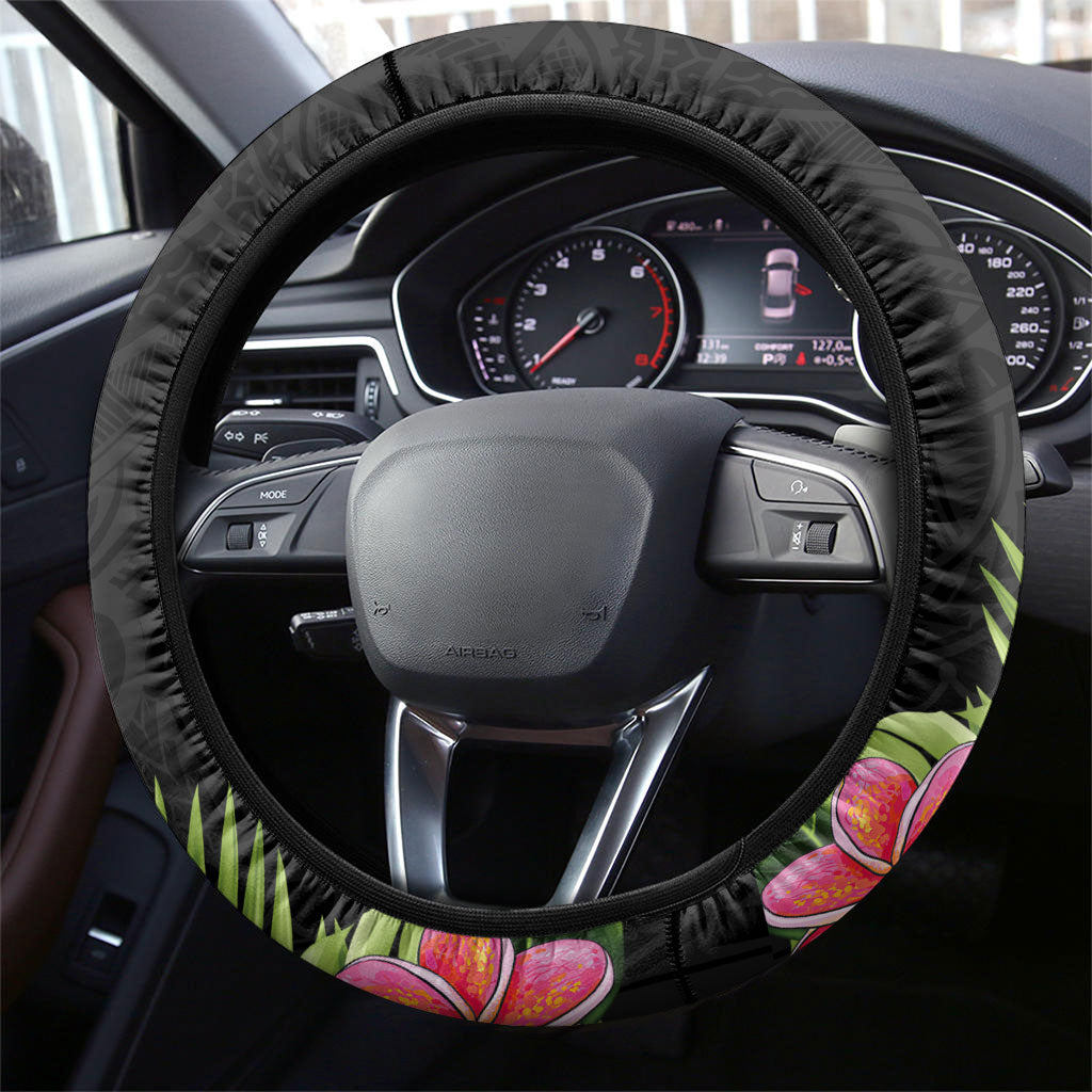 Caribbean American Heritage Month Steering Wheel Cover Tropical Hibiscus Flower Tribal Tattoo