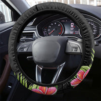 Caribbean American Heritage Month Steering Wheel Cover Tropical Hibiscus Flower Tribal Tattoo