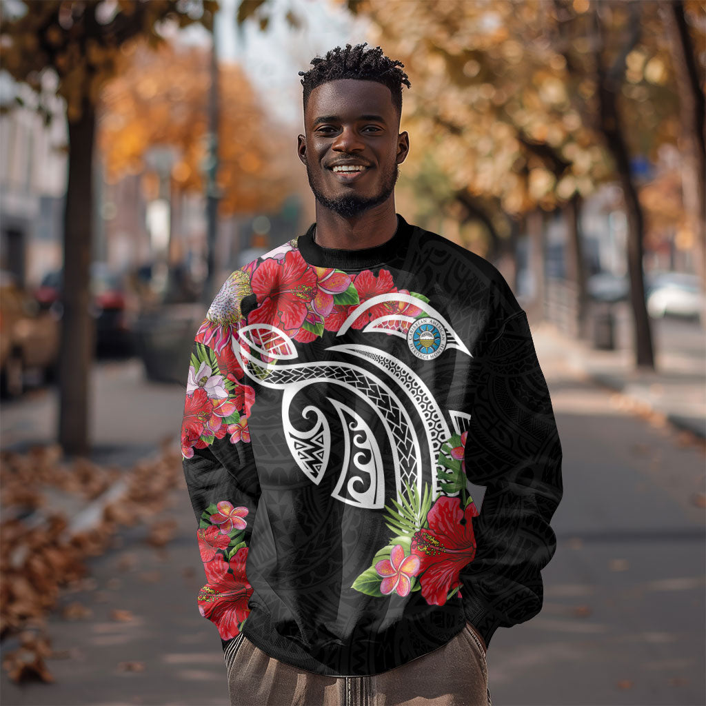 Caribbean American Heritage Month Sweatshirt Tropical Hibiscus Flower Tribal Tattoo