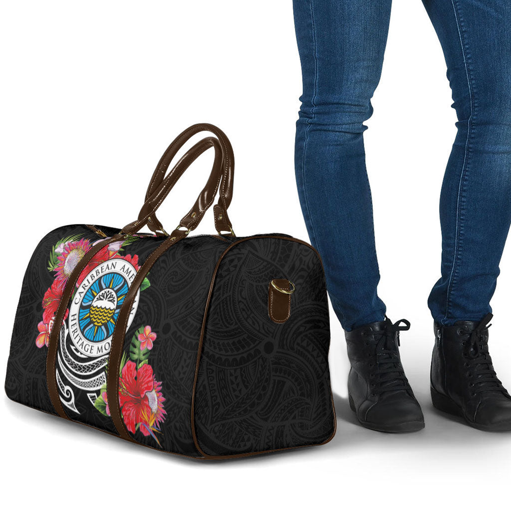 Caribbean American Heritage Month Travel Bag Tropical Hibiscus Flower Tribal Tattoo
