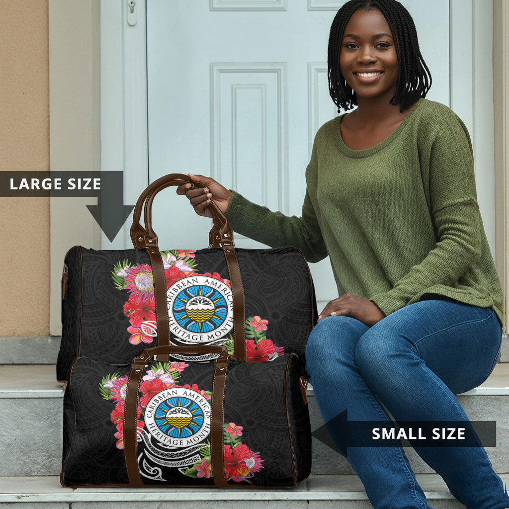 Caribbean American Heritage Month Travel Bag Tropical Hibiscus Flower Tribal Tattoo