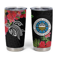 Caribbean American Heritage Month Tumbler Cup Tropical Hibiscus Flower Tribal Tattoo