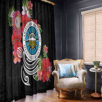 Caribbean American Heritage Month Window Curtain Tropical Hibiscus Flower Tribal Tattoo