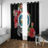Caribbean American Heritage Month Window Curtain Tropical Hibiscus Flower Tribal Tattoo