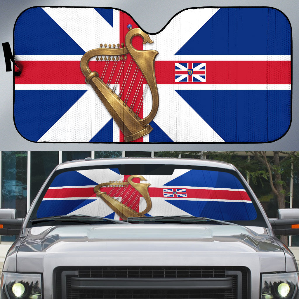 Commonwealth Of England Flag Golden Harp Auto Sun Shade Historical British Heritage