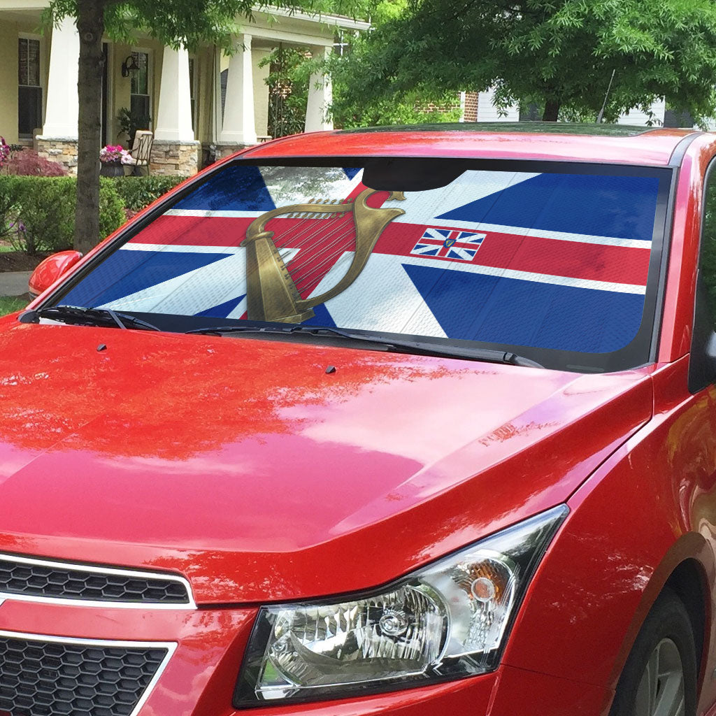 Commonwealth Of England Flag Golden Harp Auto Sun Shade Historical British Heritage