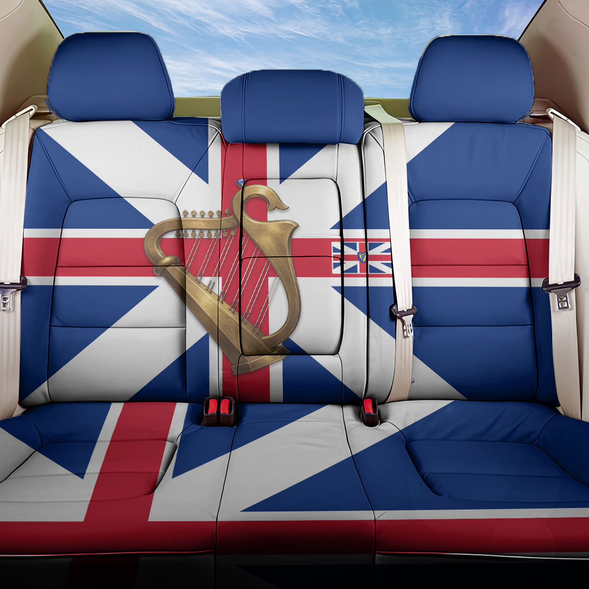 Commonwealth Of England Flag Golden Harp Back Car Seat Cover Historical British Heritage