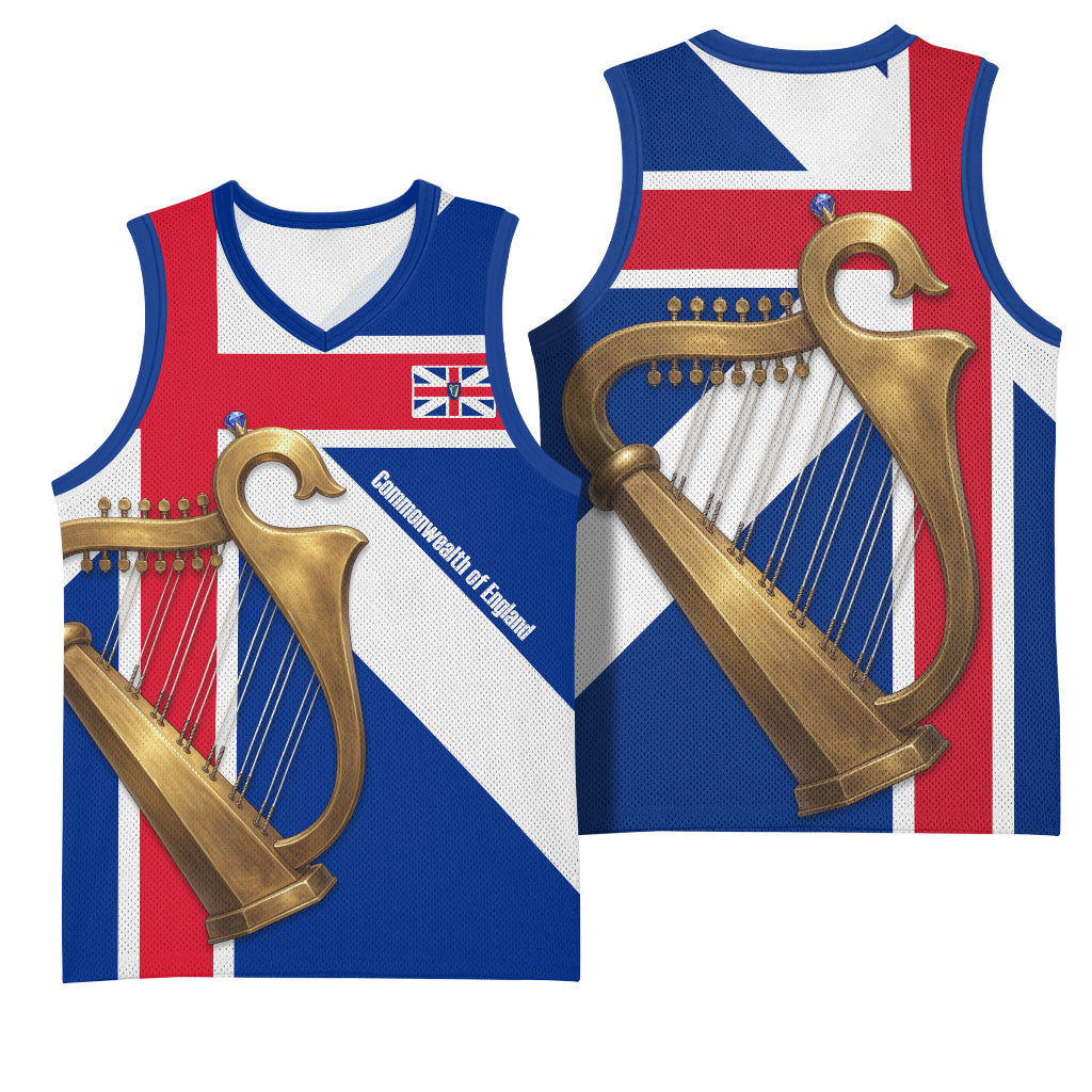 Commonwealth Of England Flag Golden Harp Basketball Jersey Historical British Heritage