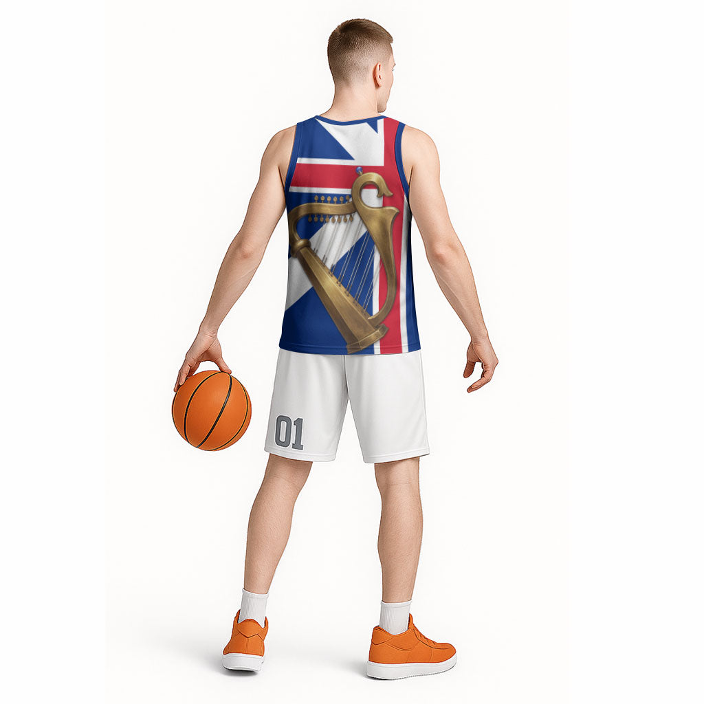 Commonwealth Of England Flag Golden Harp Basketball Jersey Historical British Heritage