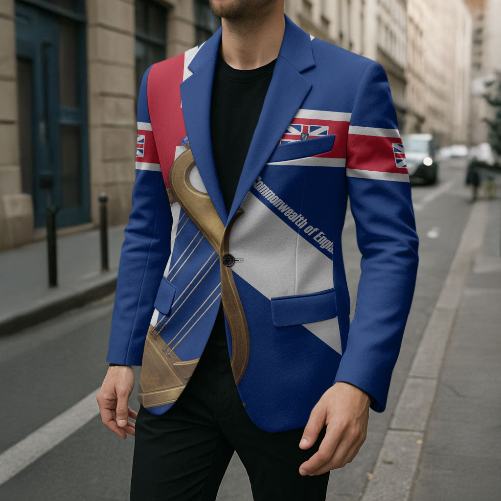 Commonwealth Of England Flag Golden Harp Blazer Historical British Heritage